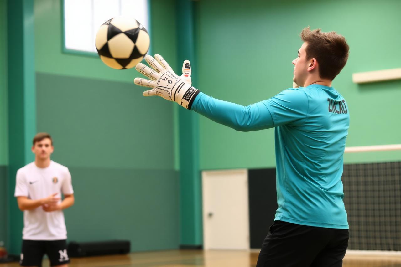 Kapusedzés az U15-nél — Edzések, Kodolányi-Fehérvár Futsal SE: Kapusedzés reakciógyakorlattal, a labdát az edző indítja.