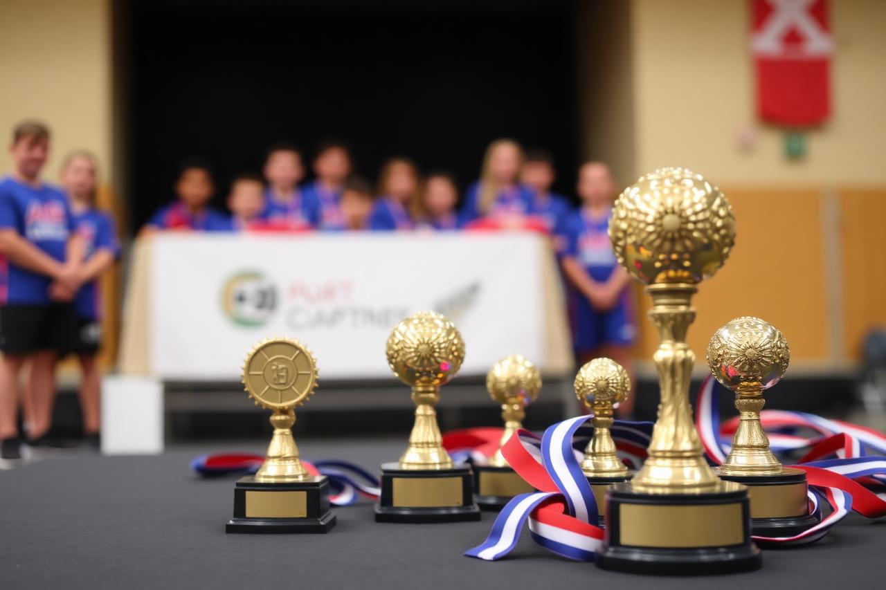 Utánpótlás-díjátadó — Események, Kodolányi-Fehérvár Futsal SE: Érmek és serlegek az utánpótlás szezonzáró díjátadóján.